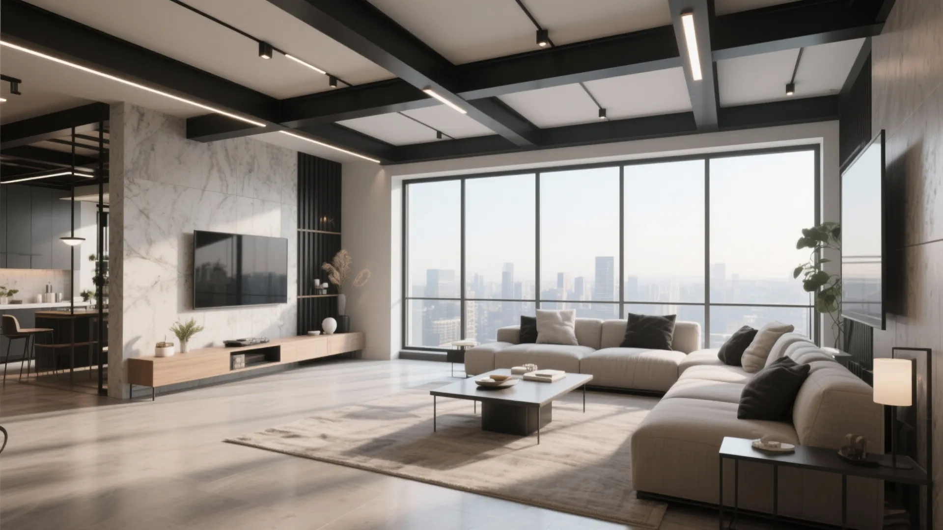 3. Modern Minimalist Steel Beams