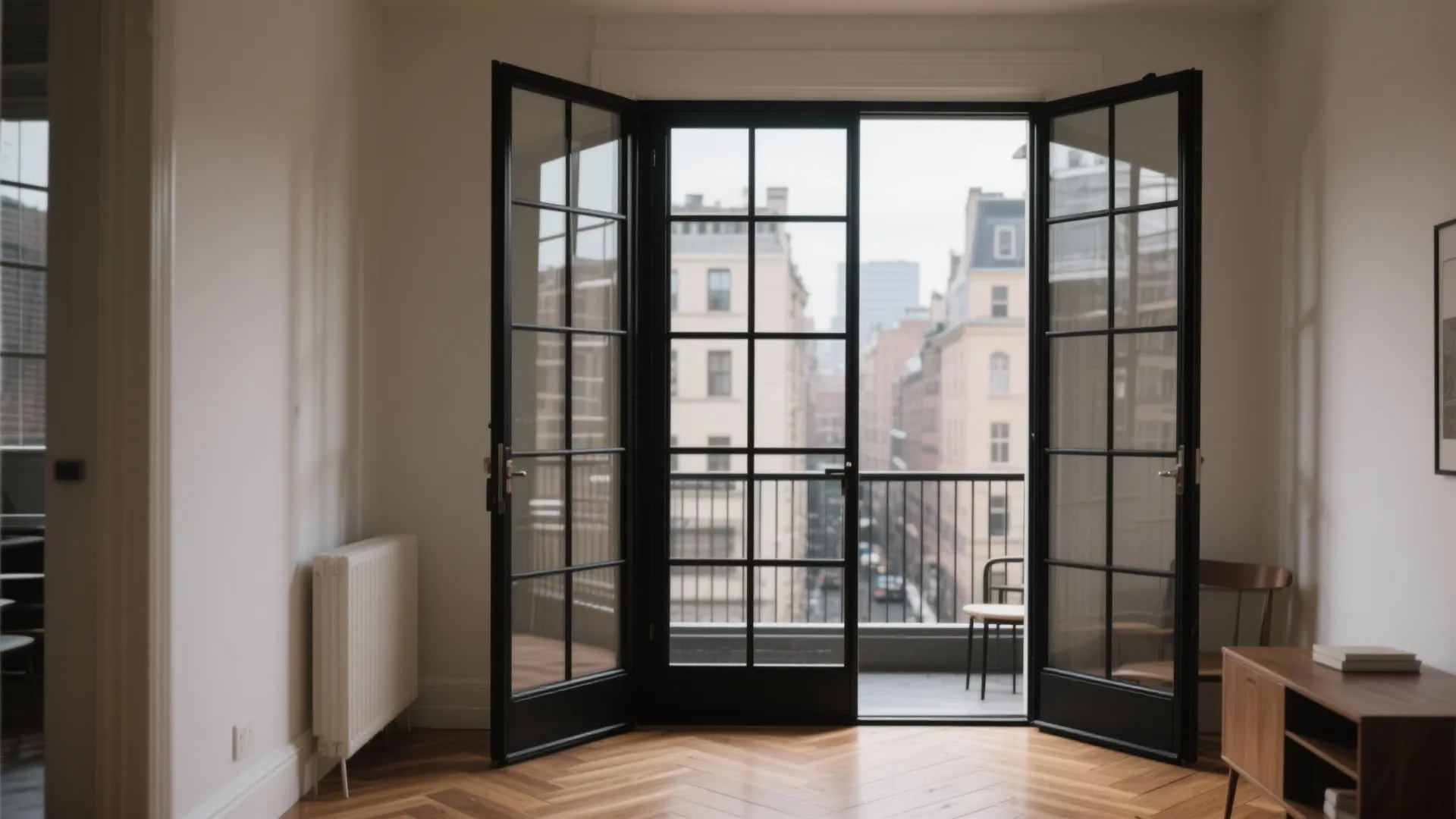 2) Steel-look French doors: character without the weight