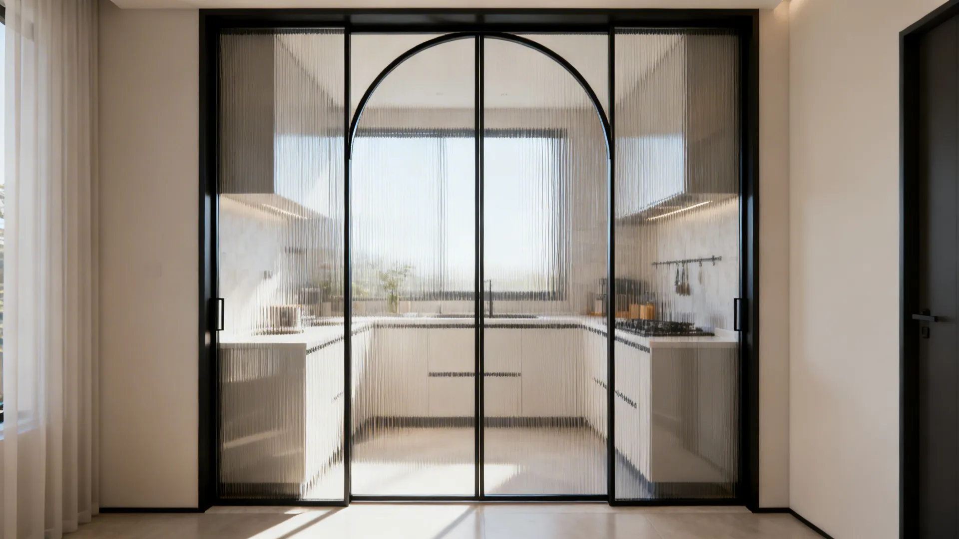 2) Steel-Framed Glass Arch Screen