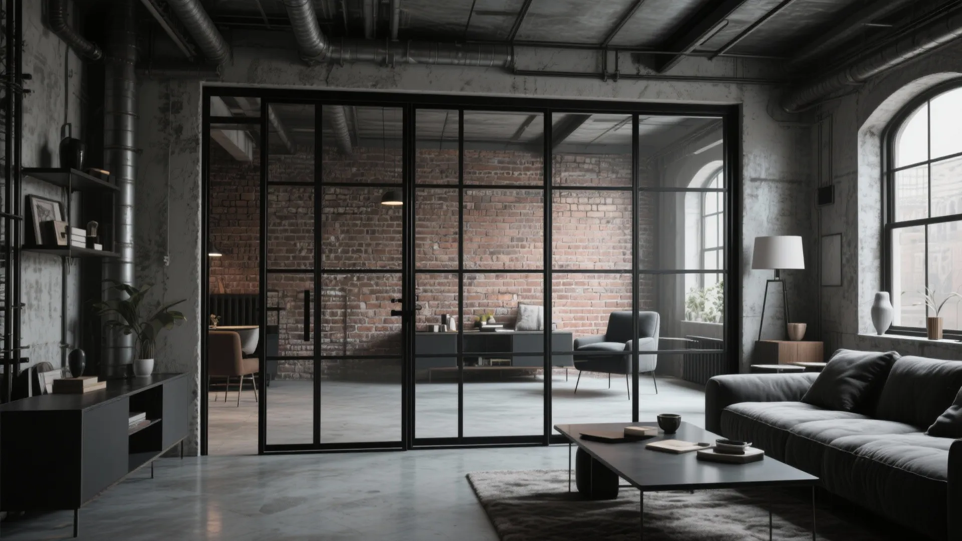 8. Black Steel Framed Glass Door