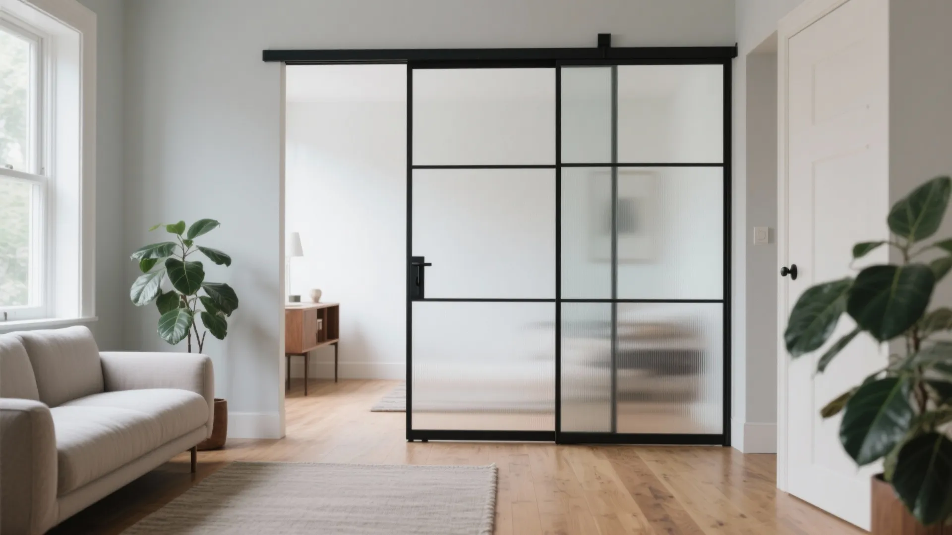 Minimalist steel-and-glass room gate