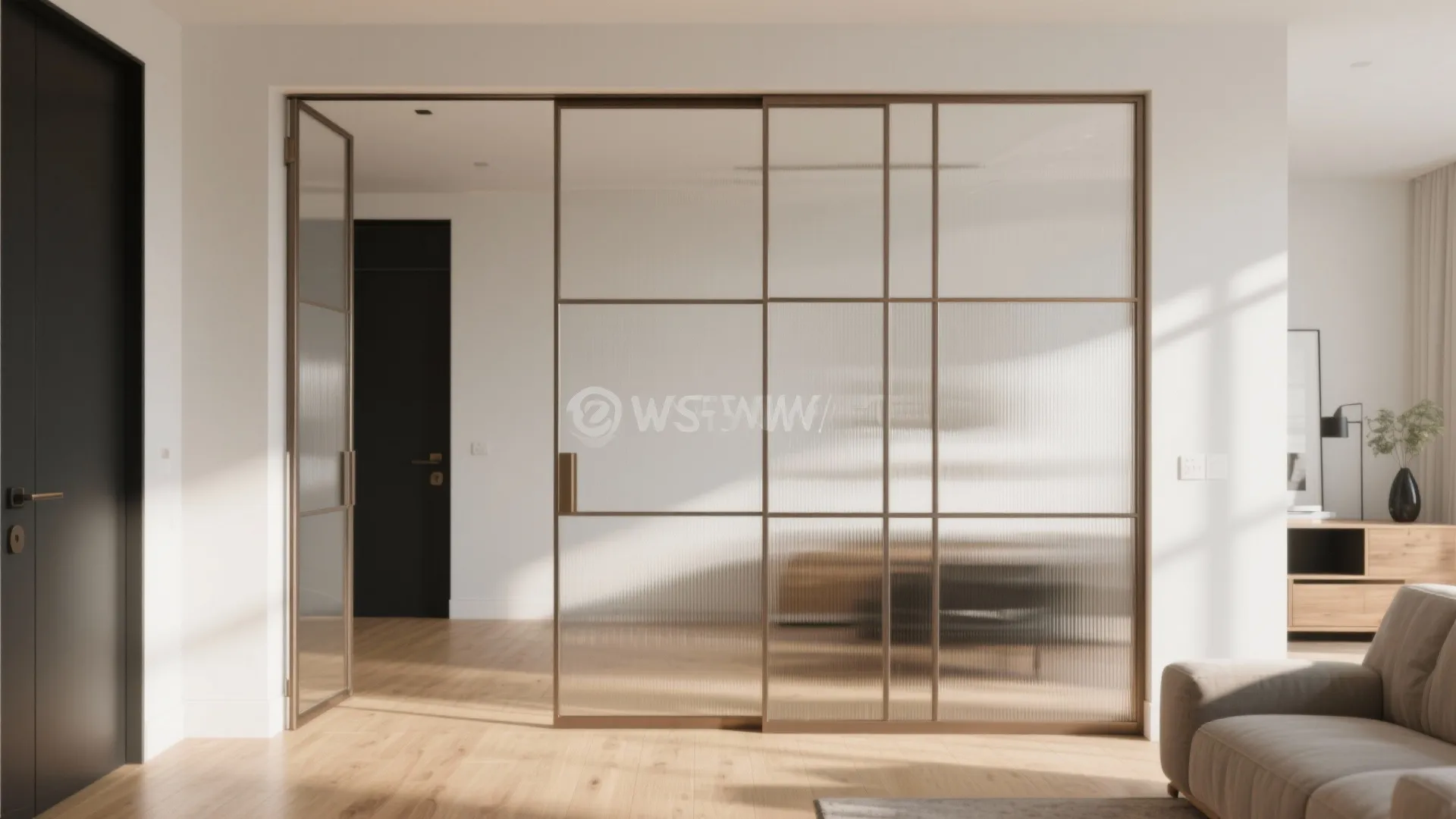Steel-and-glass partition panels