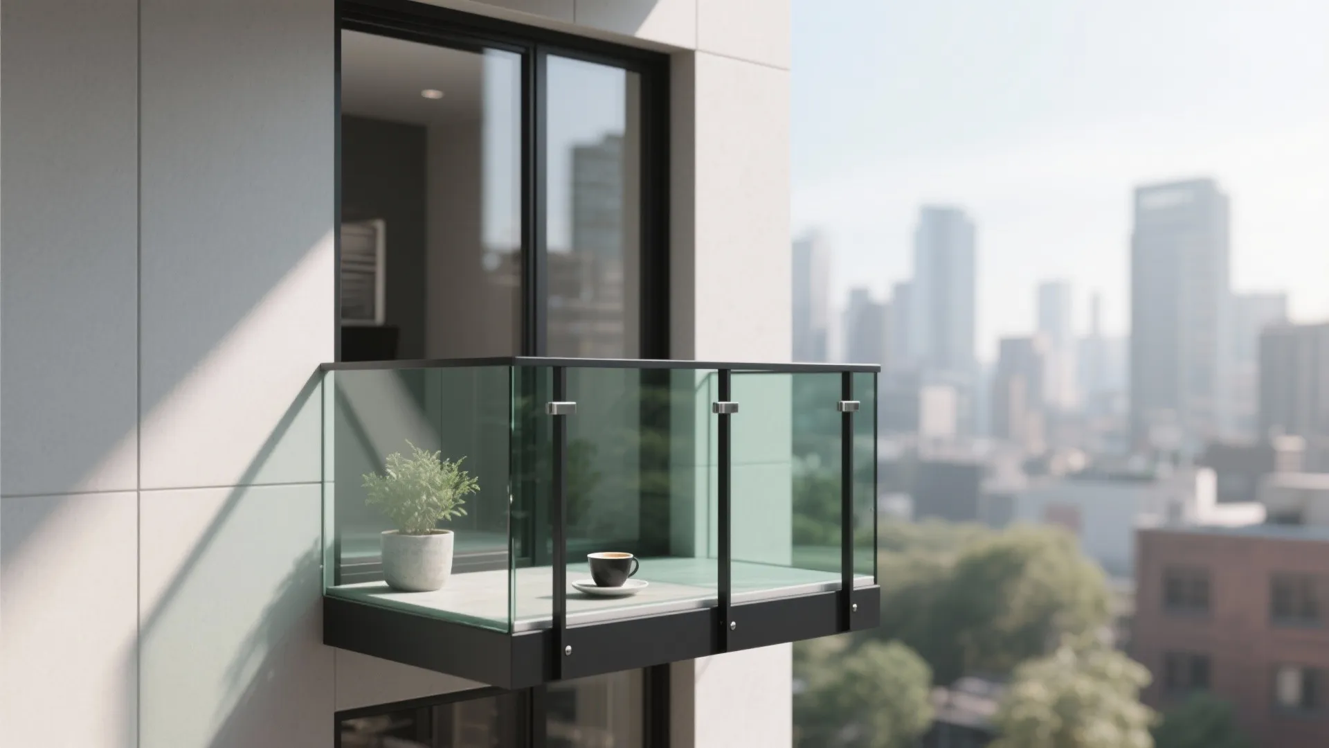 Minimalist steel-and-glass balustrade