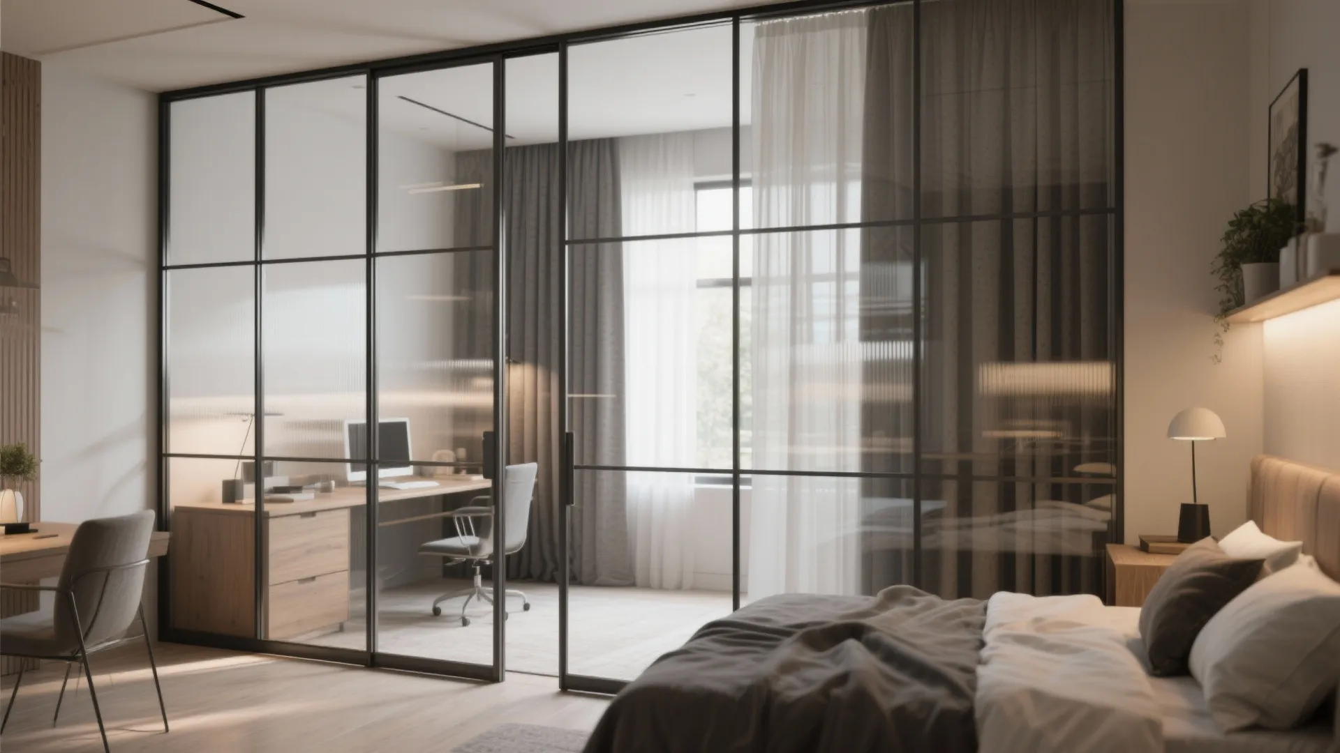 Steel-Framed Glass with Acoustic Laminated Panels