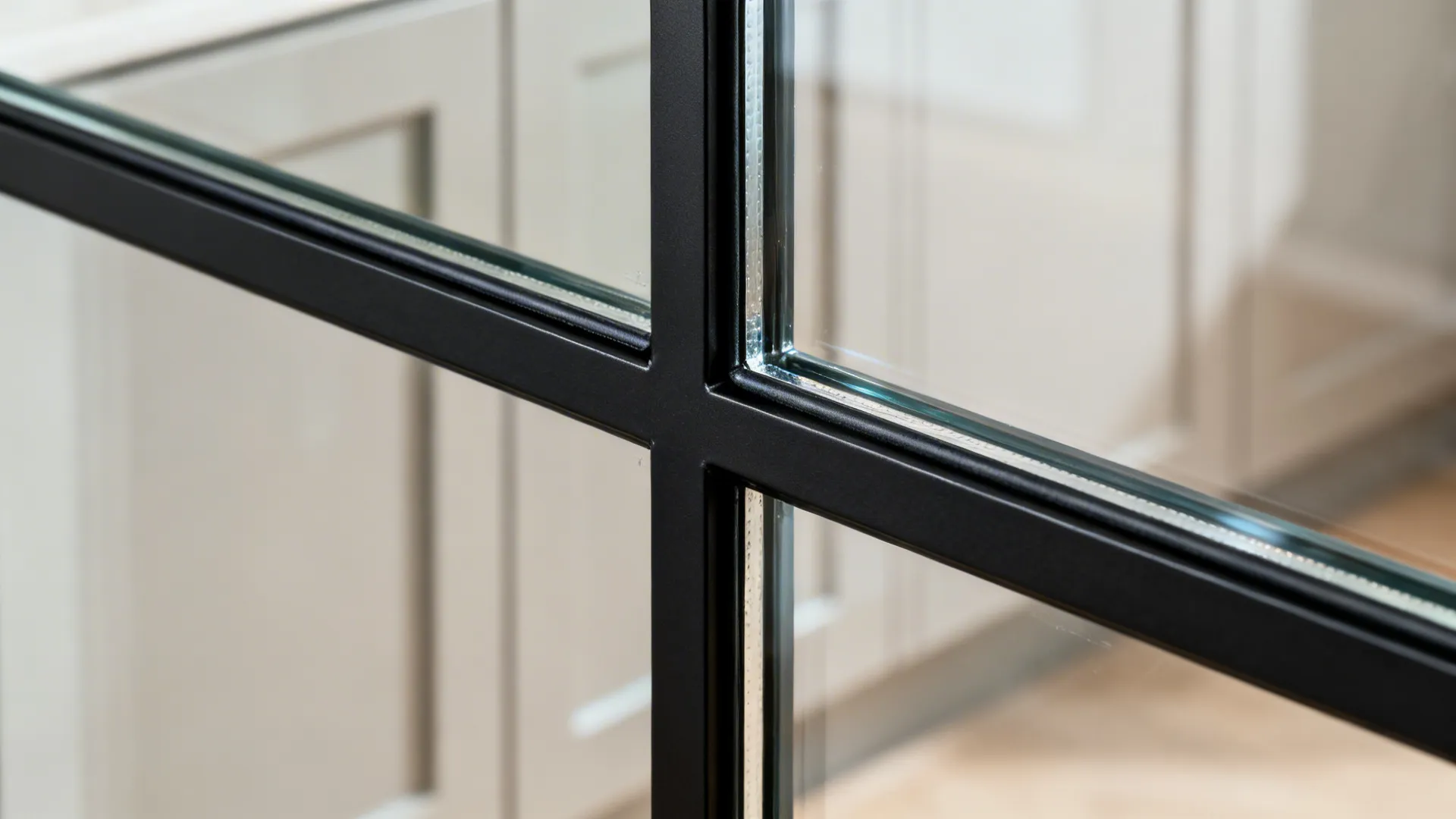 5) Black Steel-Framed Glass for Graphic Definition
