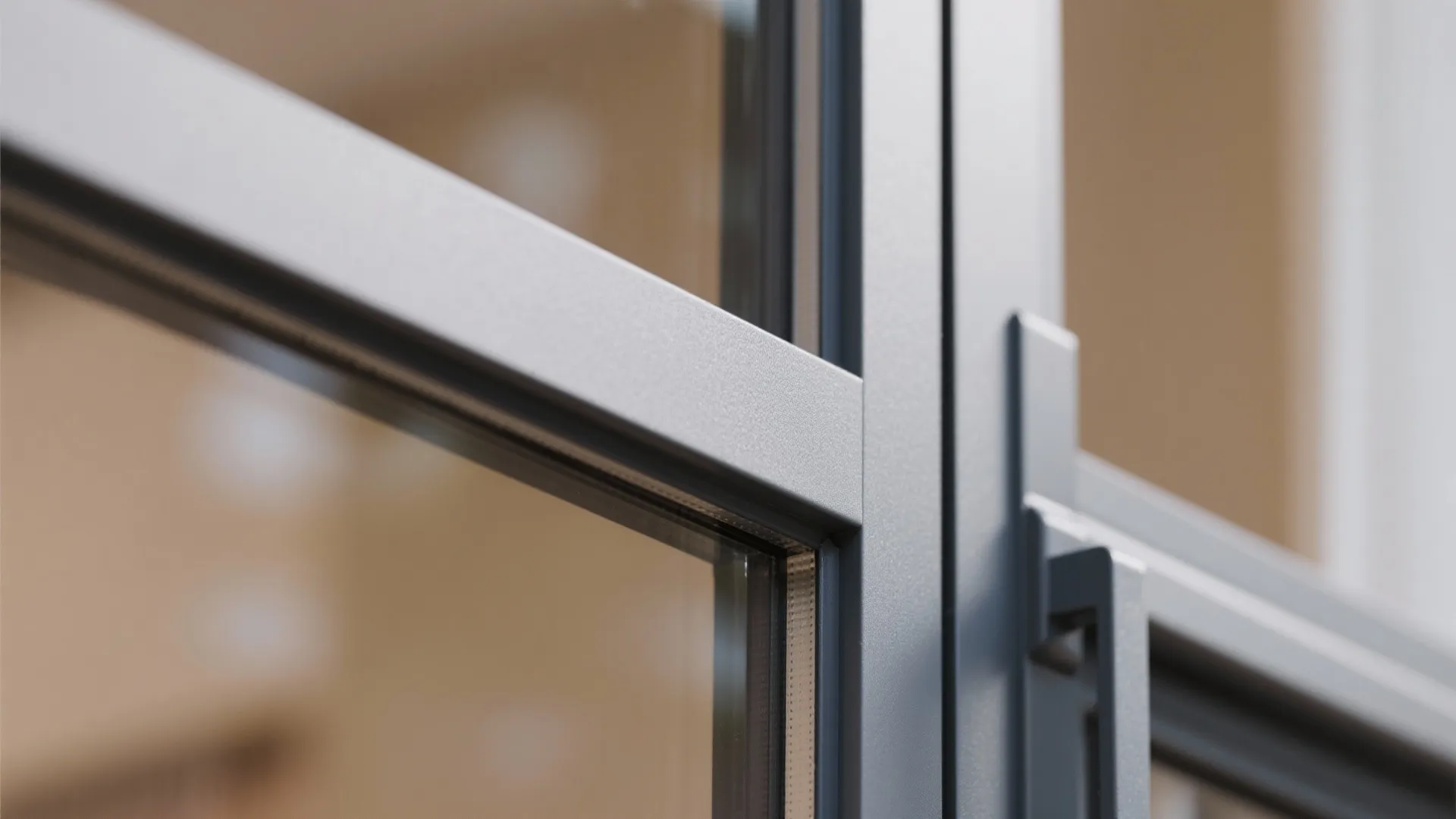 Steel-framed glass doors with slender mullions