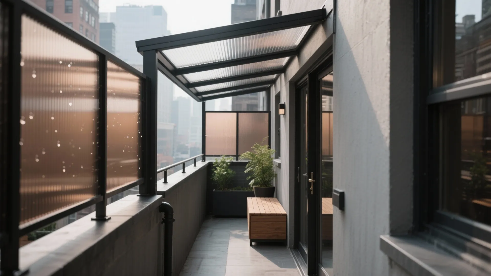 Slim Steel Pergola with Polycarbonate Panels