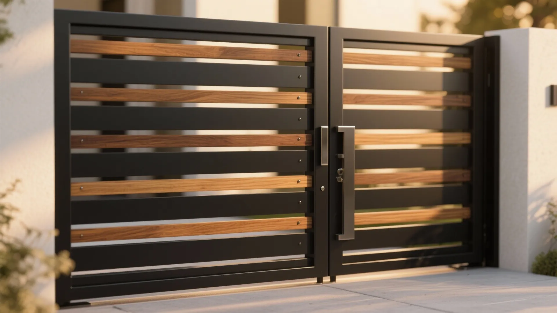 Mixed Materials: Powder-Coated Ironwork + Timber Accents