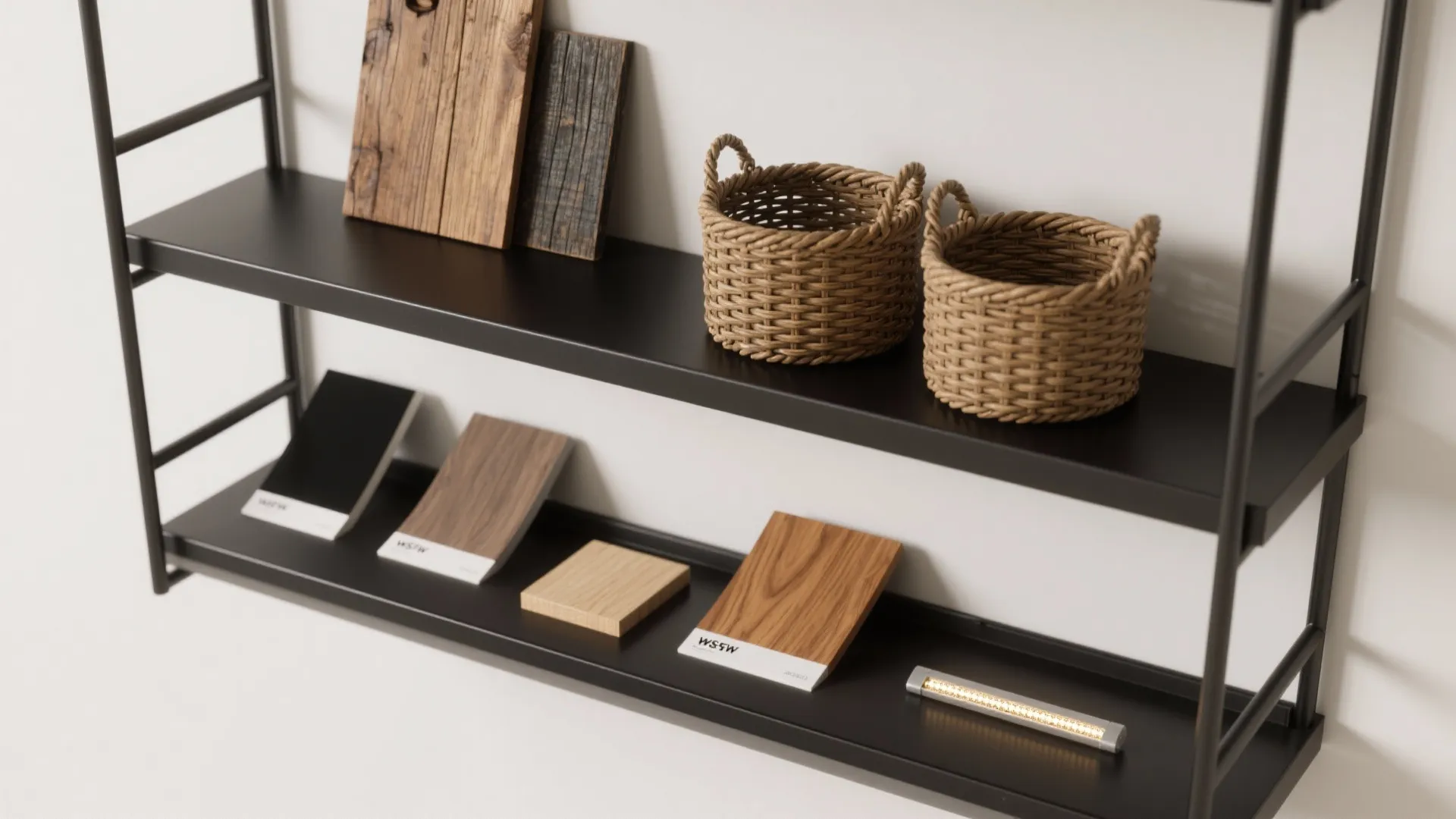 4. Mix black steel with warm wood or rattan