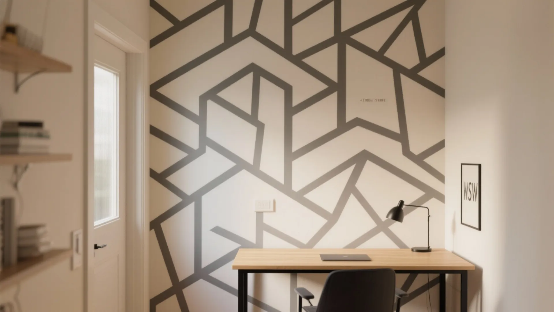 Geometric Stencil Accent with Crisp Contrast