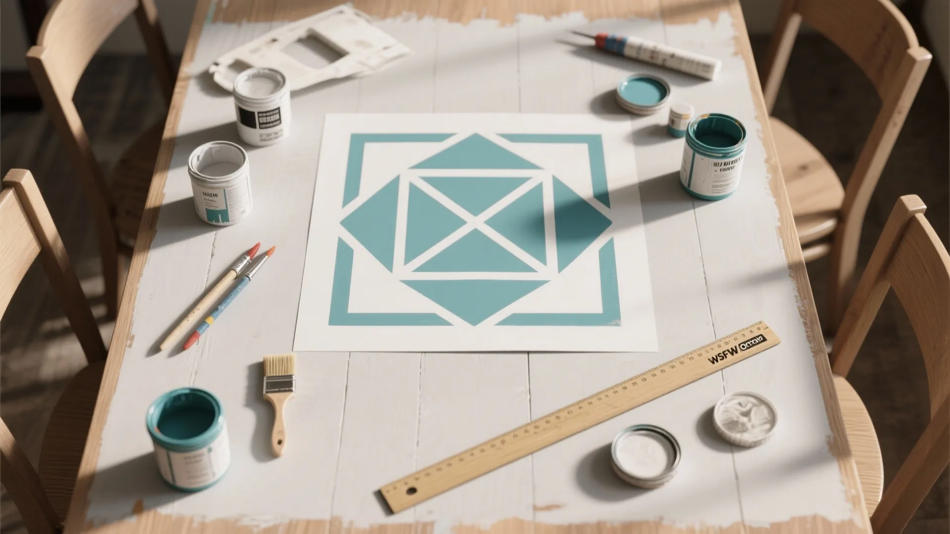 5. Patterned or Stenciled Centerpiece