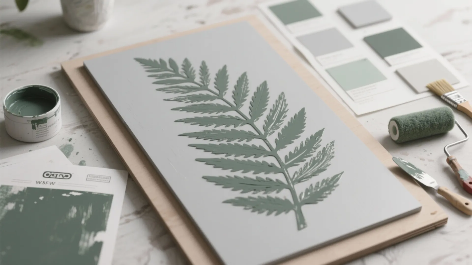 Hand-Painted Leaf Stencils with Layered Texture