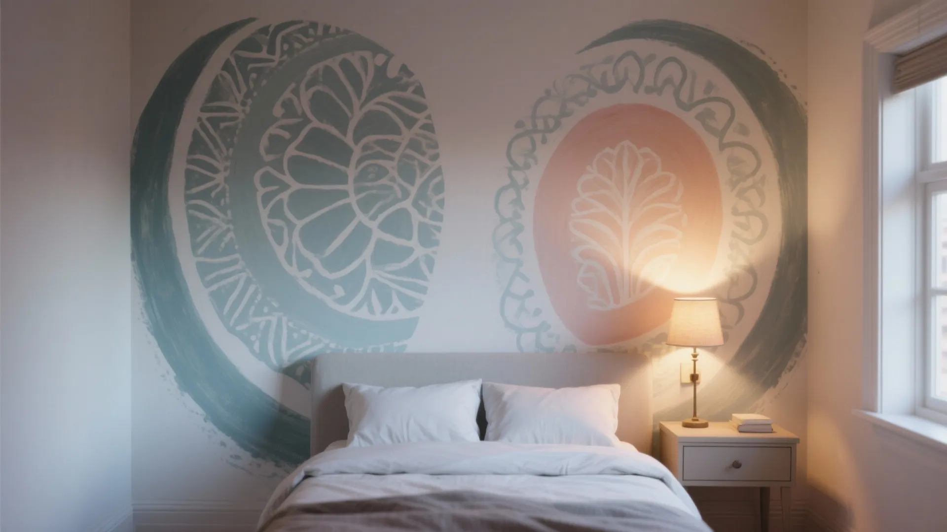 Hand-Painted Mural with Stencil Layering