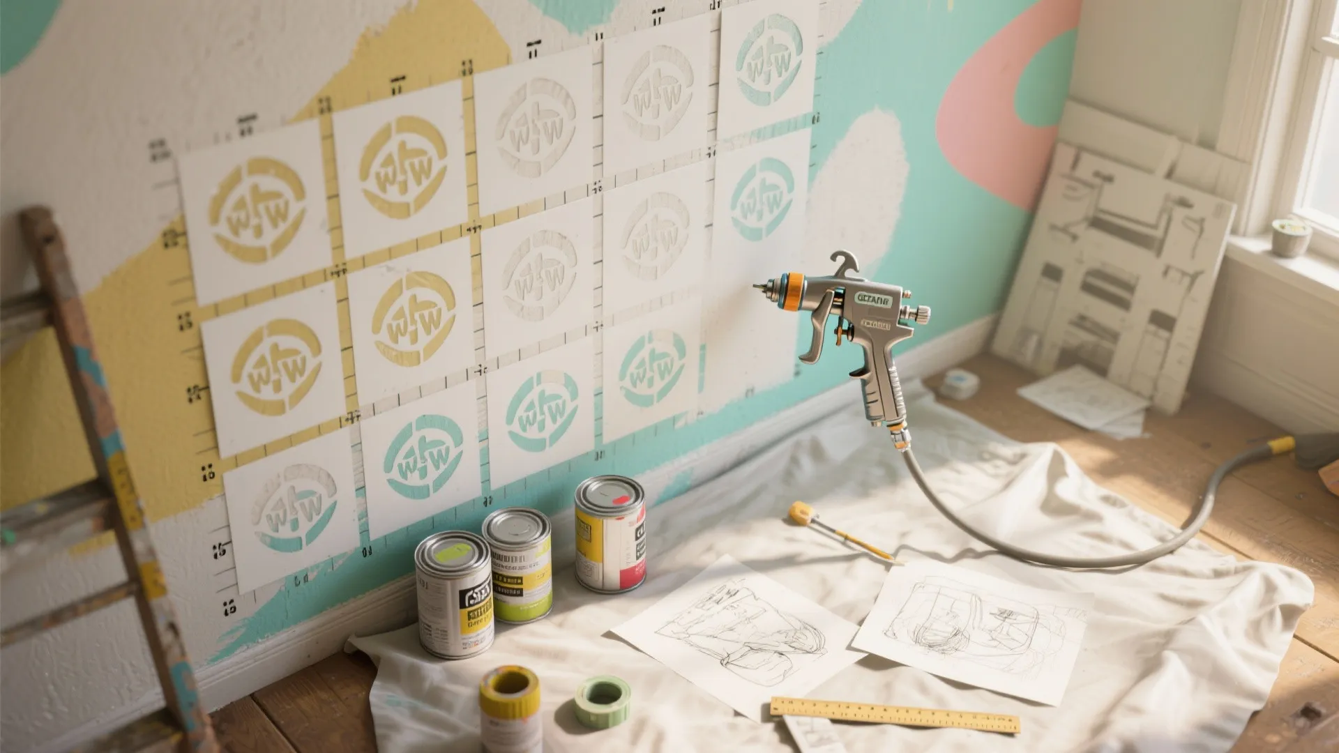 5. Murals Made Manageable with Stencils