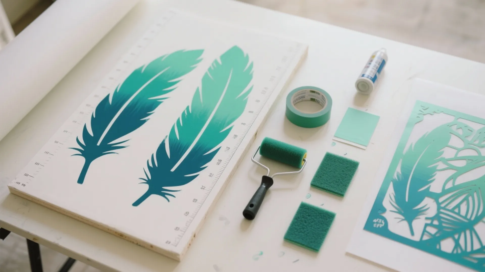 Feather Stencil and Ombre Gradients
