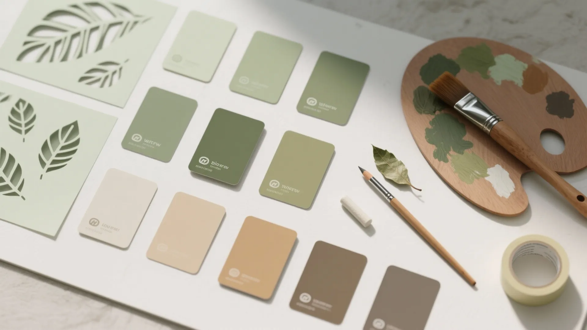 Hand-Painted Leaf Stencils and a Biophilic Palette