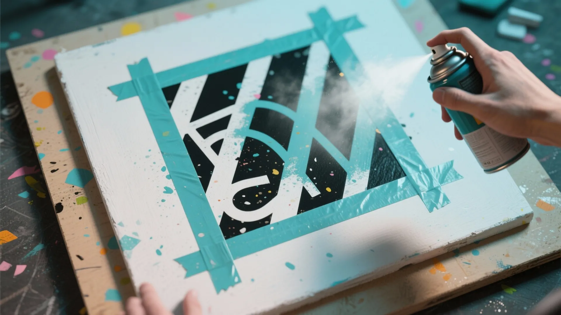 3. Stencils and texture effects with spray layering