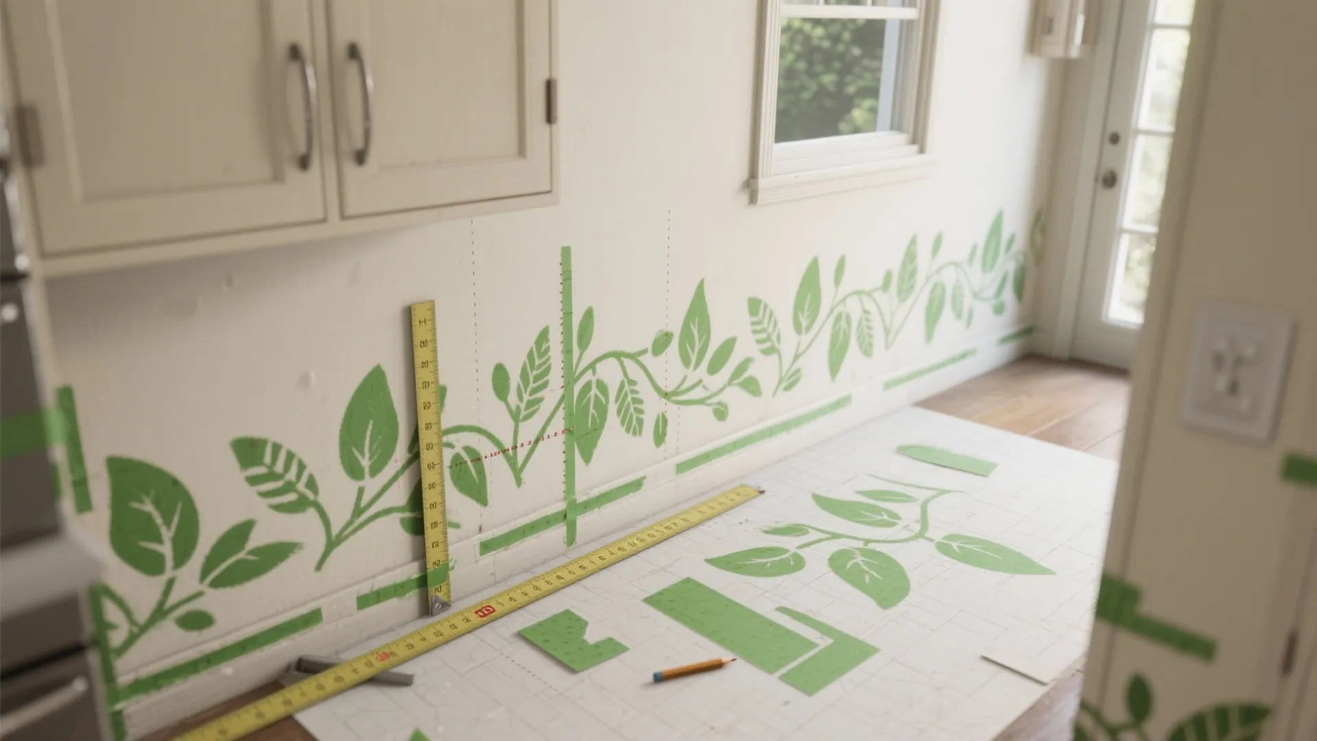 3. Stenciled Botanical Border