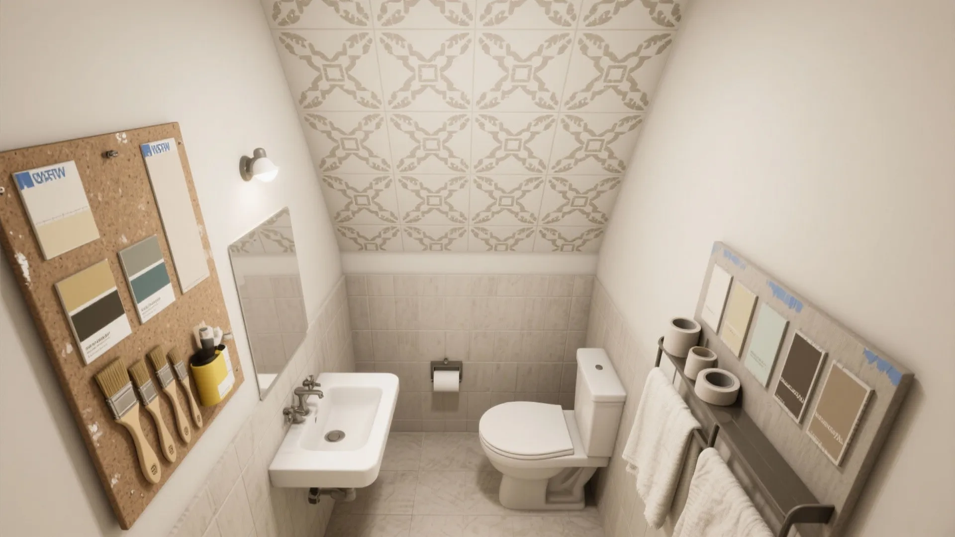 4. Patterned or Stenciled Ceiling