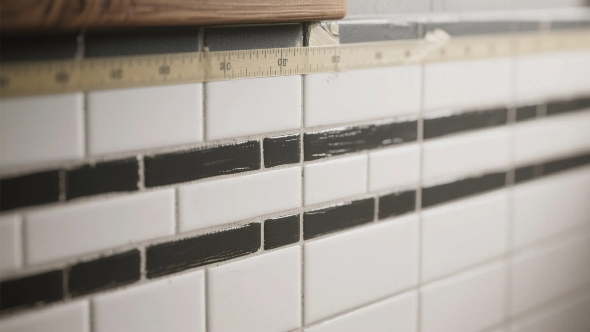 4. Stenciled patterns to mimic subway grout lines