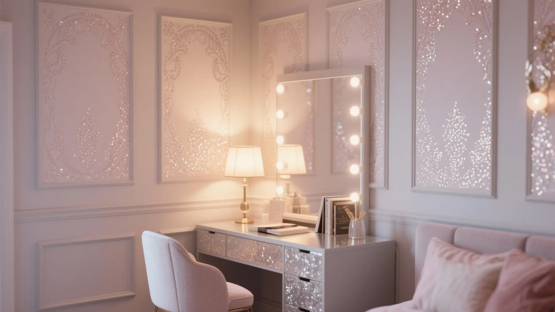 3. Stenciled Sparkle Panels