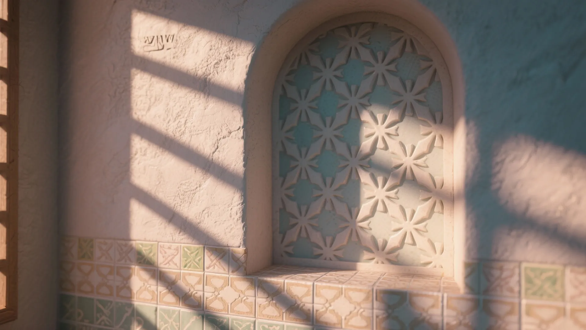 4. Stenciled relief patterns for graphic interest