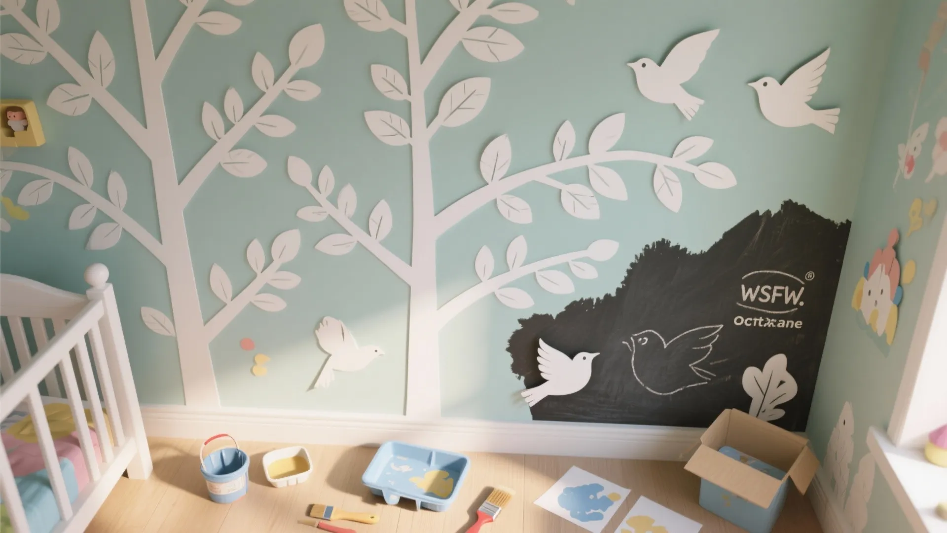 4. Stenciled Tree with Interactive Elements