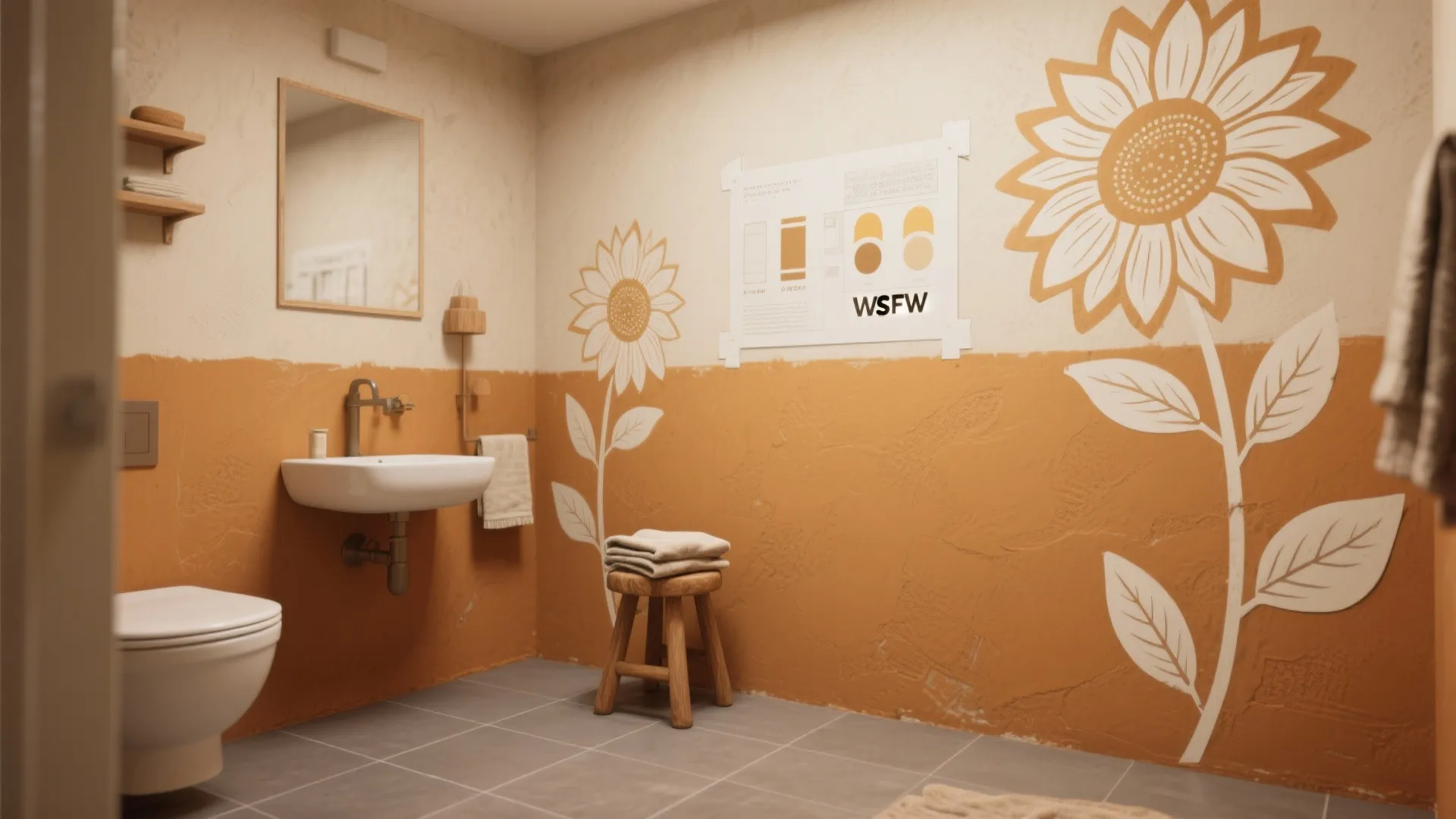 3. Painted Accent Wall and Stenciled Petals