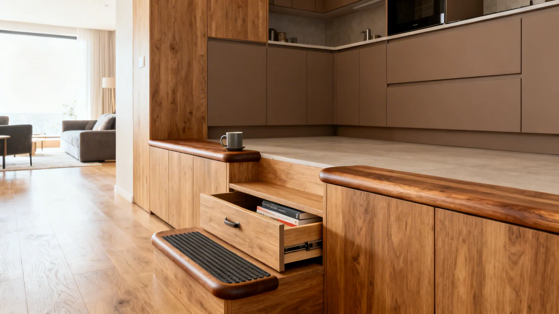 Step Edge as Seating and Storage