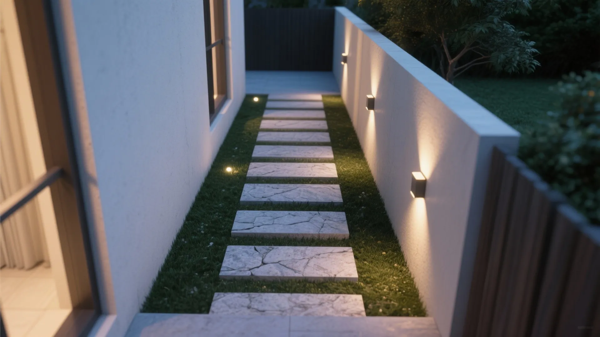 4. Motion-Activated Step Lights Along Walls