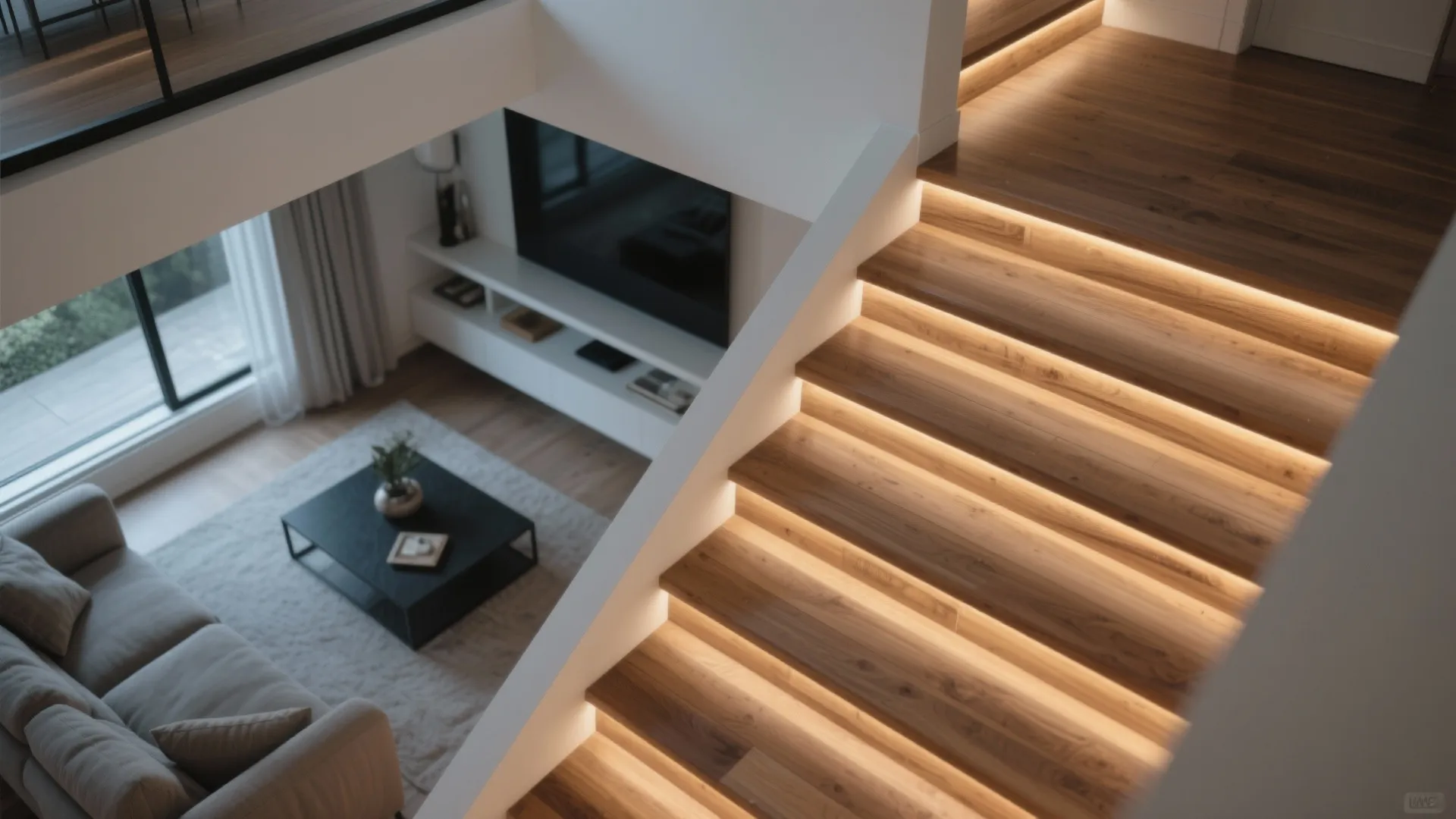 6. Step Lights Along Living Room Stairs