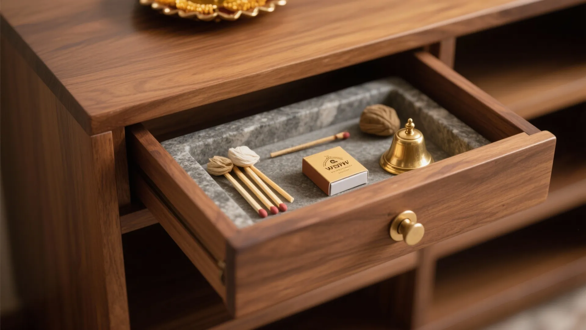 Idea 3: Storage in the steps (only for puja items)