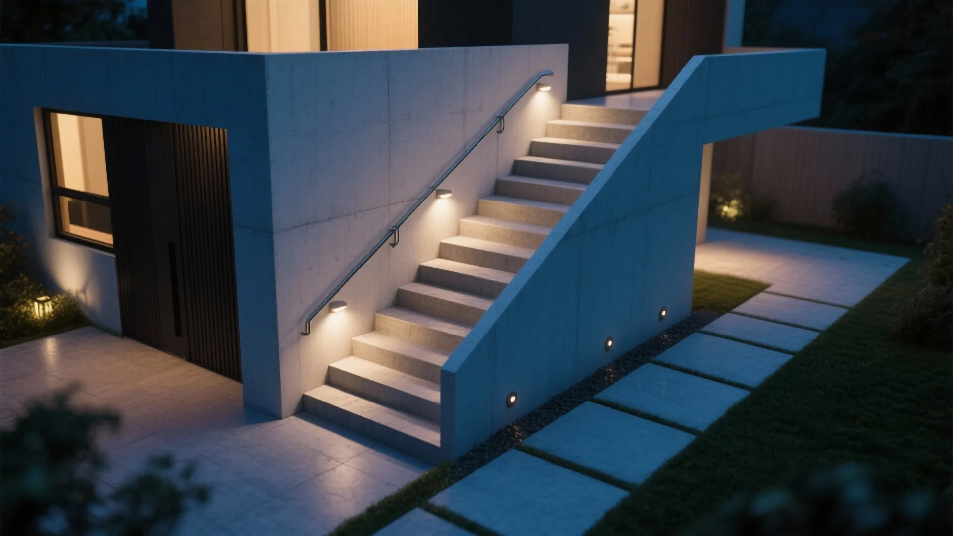 3. Integrated step and wall washers for safety