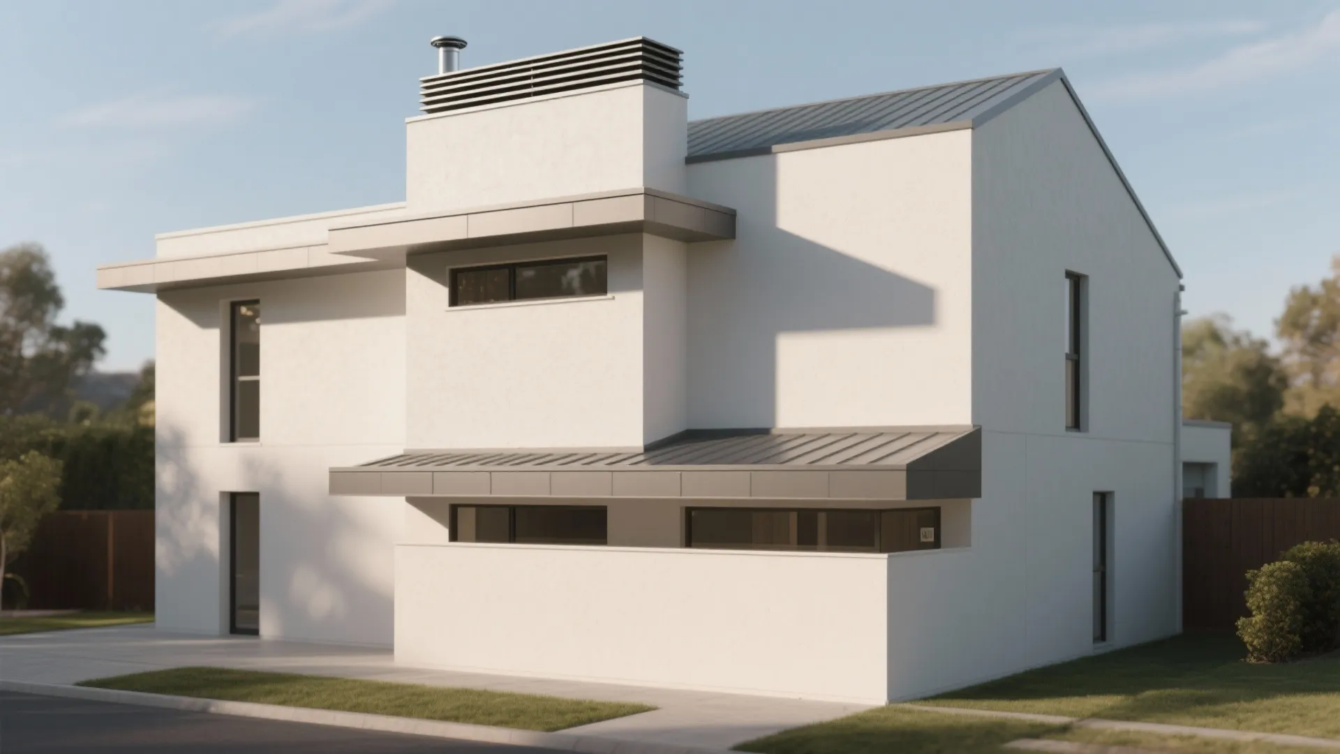 Stepped parapet profile with shadow lines