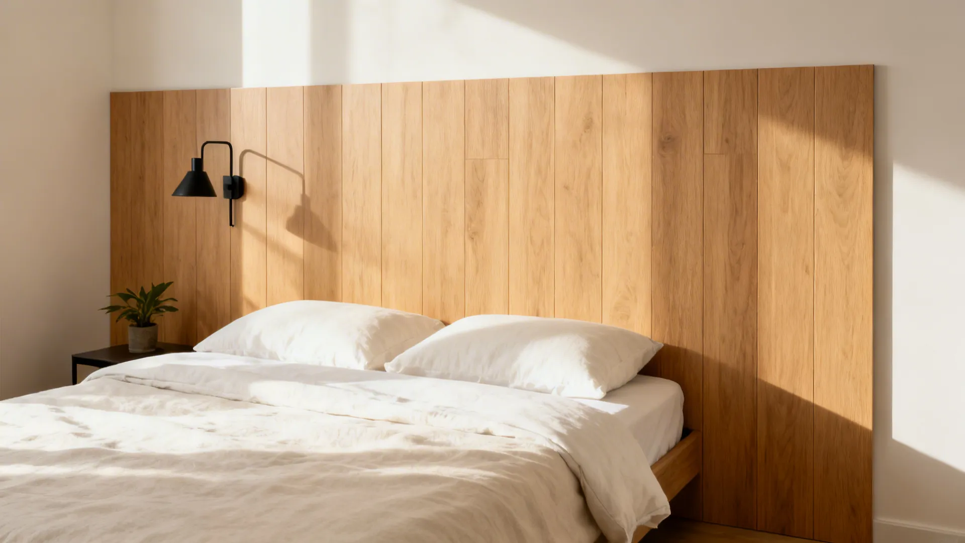 2) Peel-and-Stick Accent Wall That Doubles as a Headboard