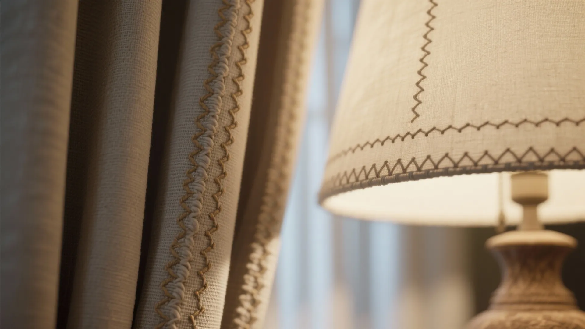 5. Small-Scale Stitch Details in Curtains and Lampshades