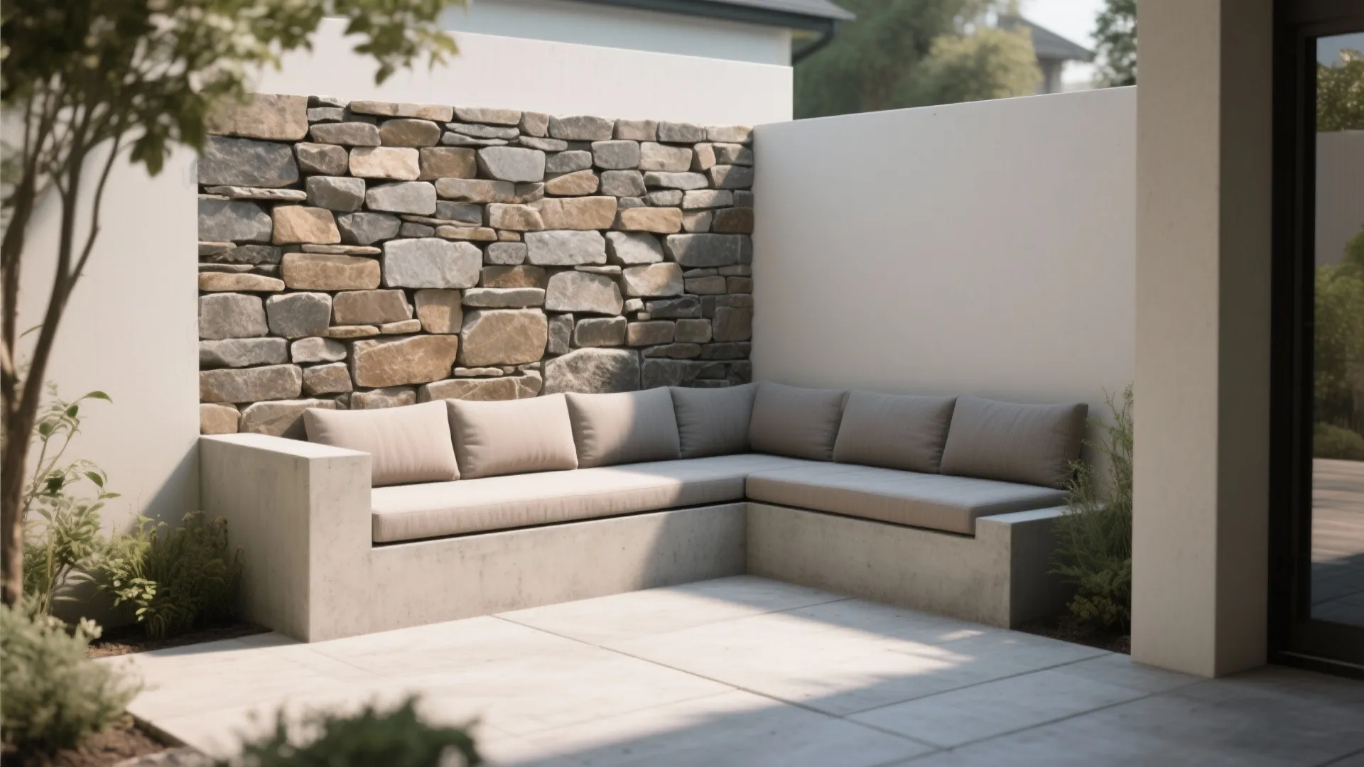 Stacked stone veneer on targeted accent walls