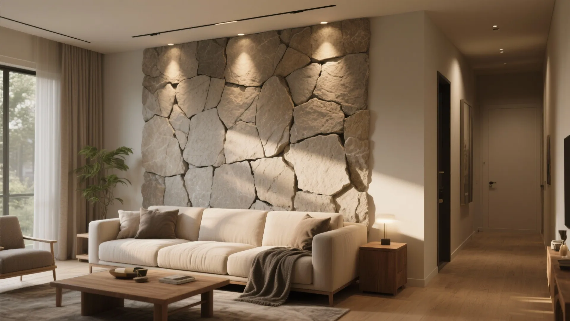 Stone Veneer or Textured Wallpaper Accent