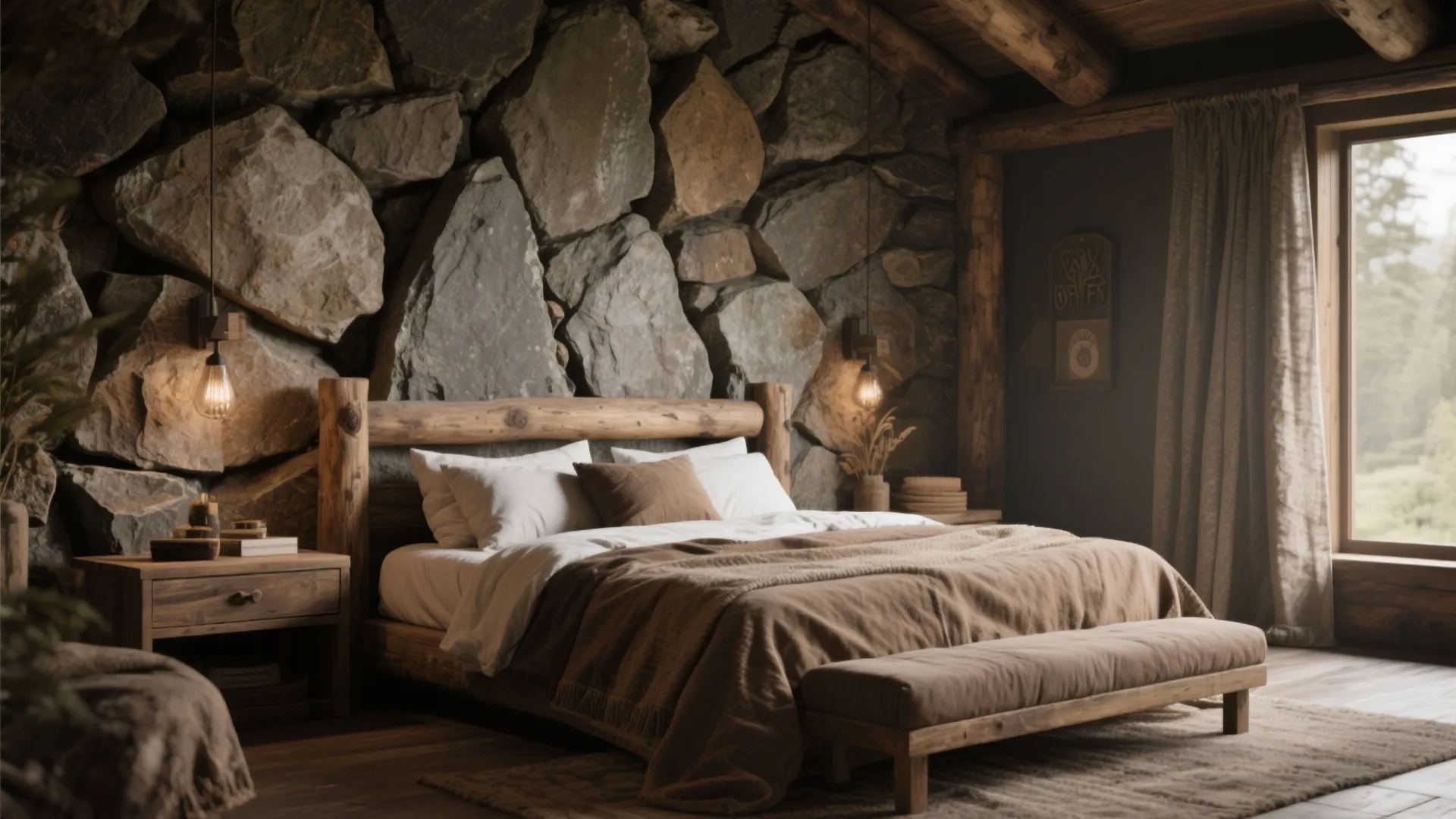6. Rough Stone Accent Wall