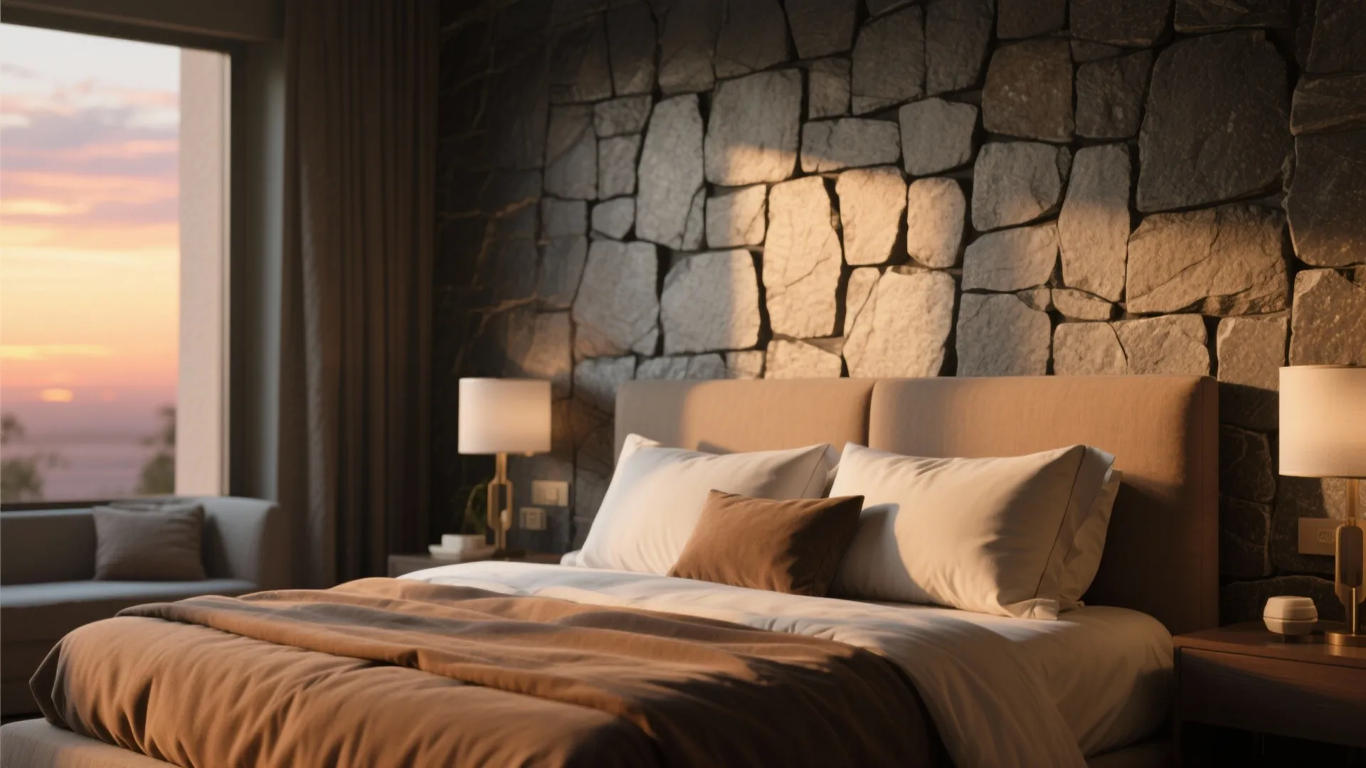 2. Textured Stone Accent Wall