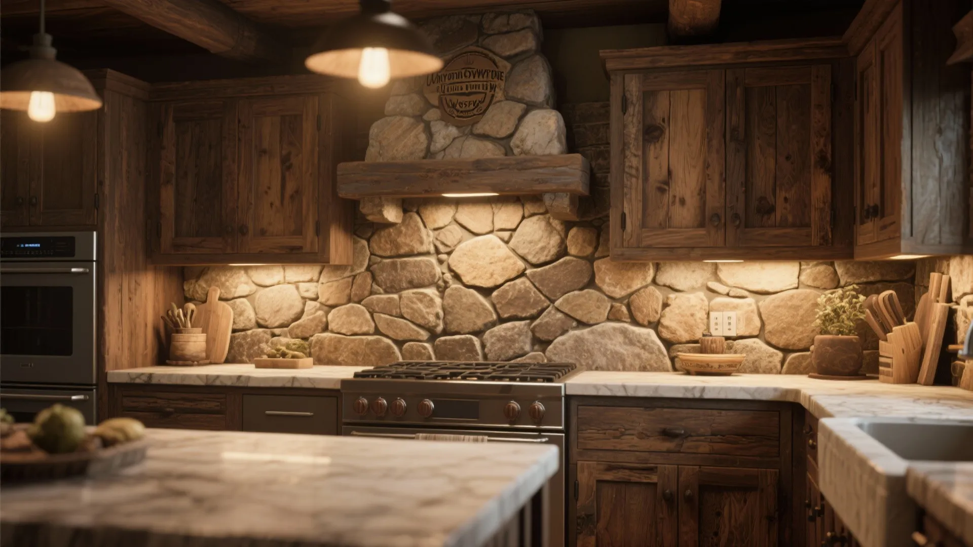 8. Stone or Faux-Stone Backsplash
