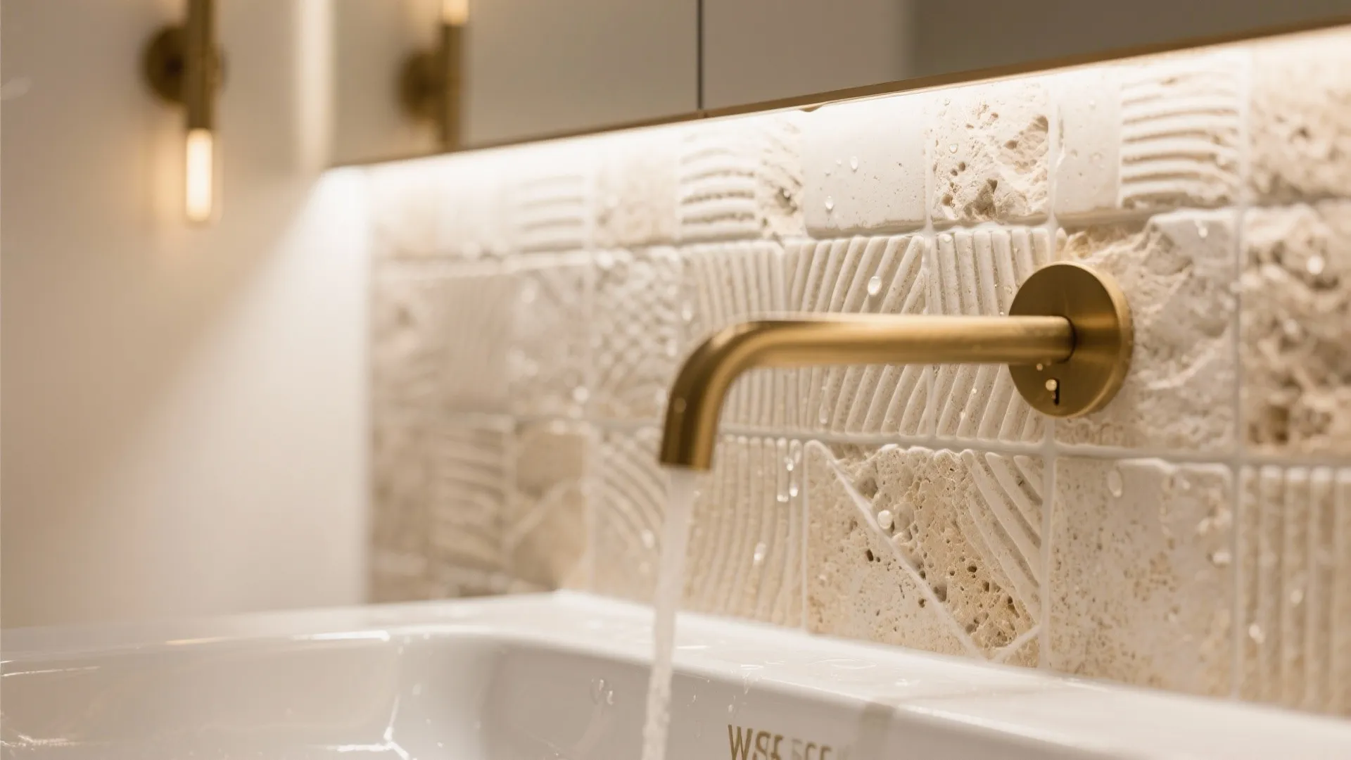 Textured Stone or Tile Backsplash Statement