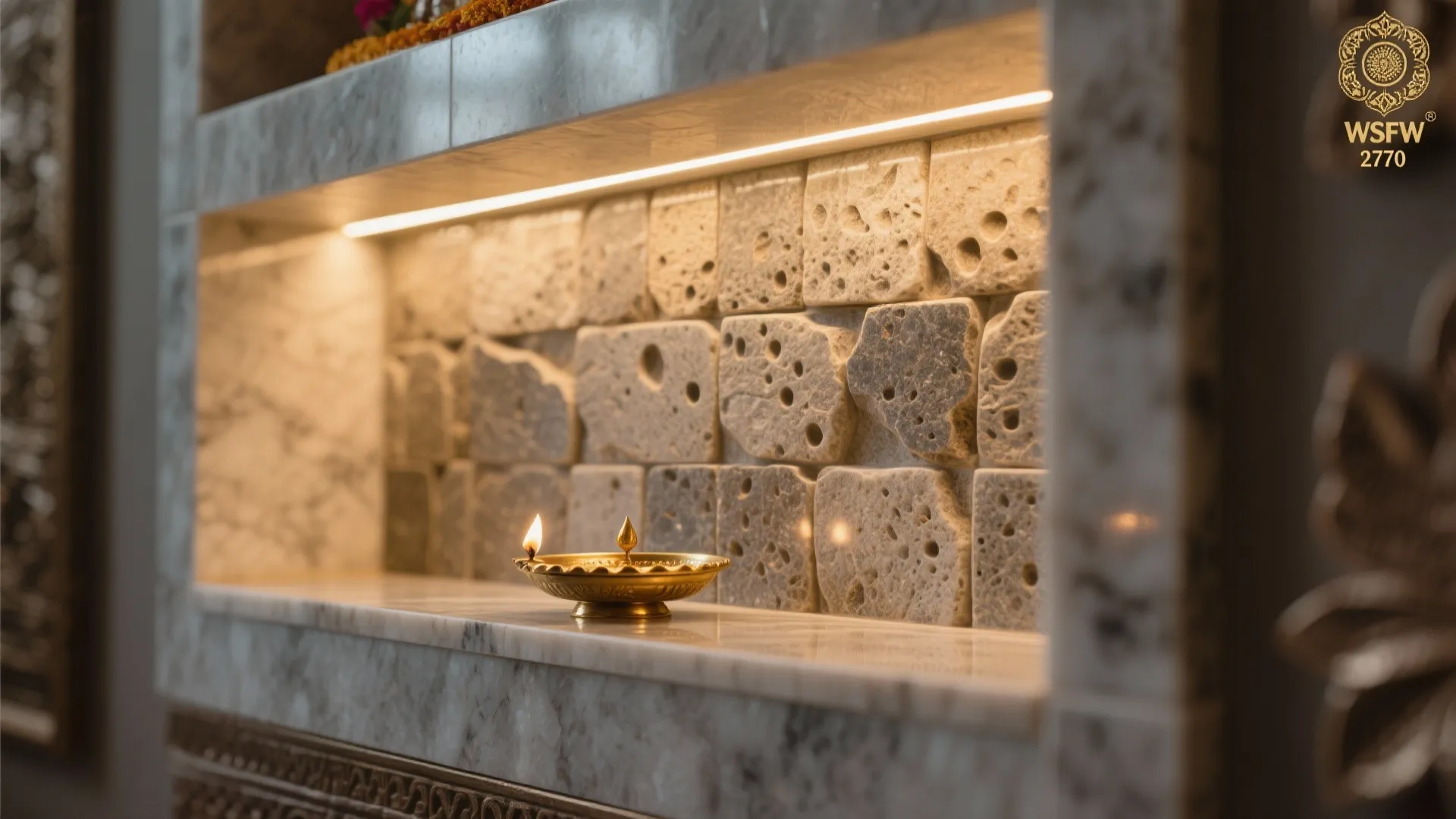 Corner Temple Niche with Stone or Tile Back