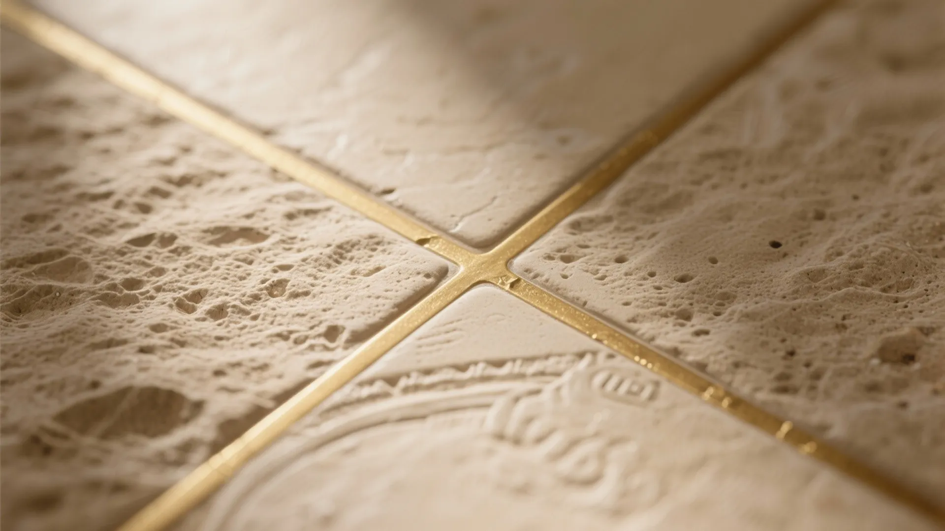 Textured stone panels with brass accents