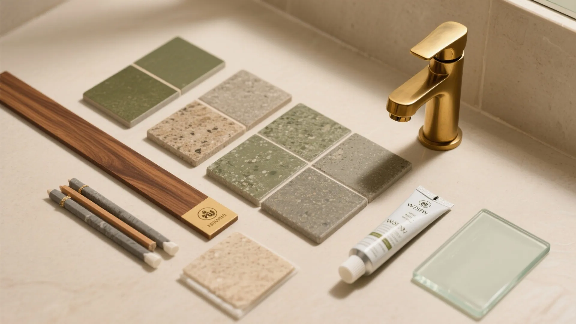 Earthy Stone, Brass, and Warm Woods