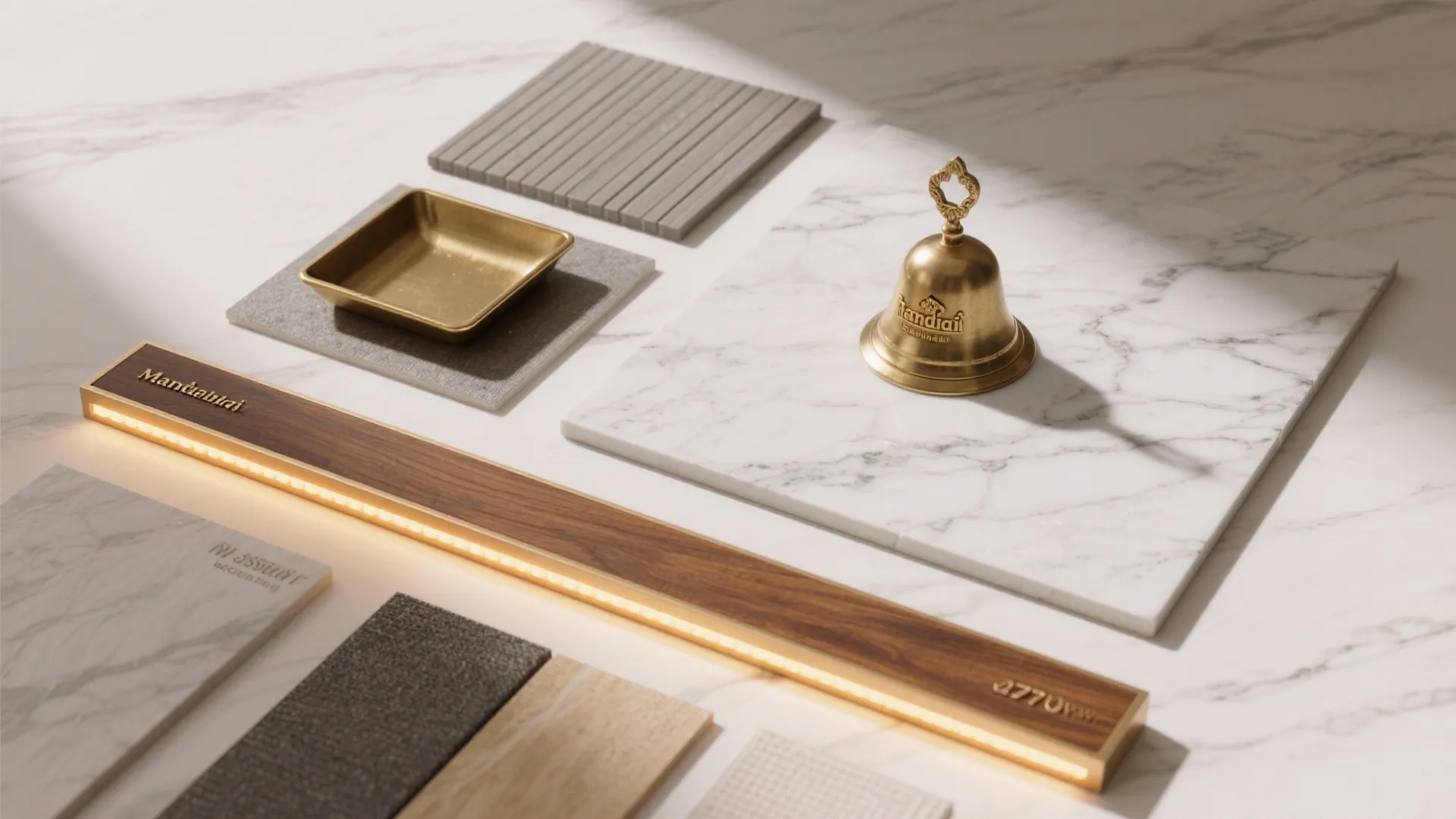 Stone or Tile Back Panel With Brass Accents