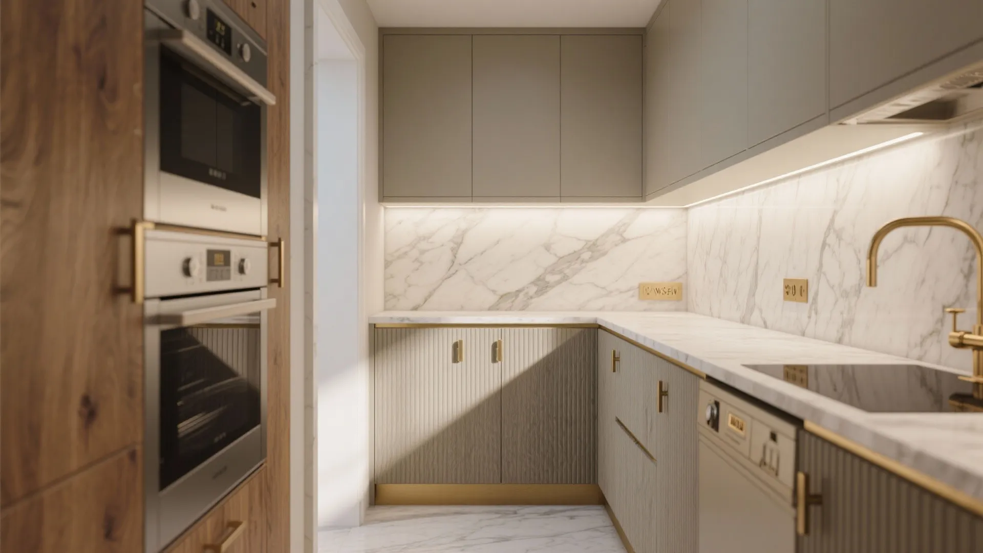 Modern-Classic Kitchens with Stone and Brass