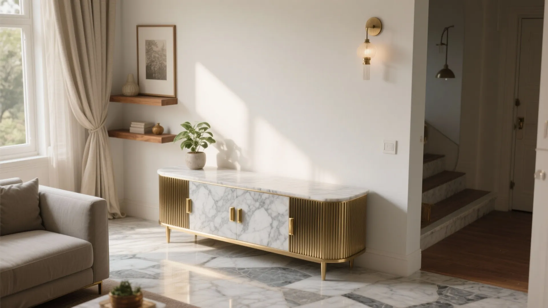 Textured Stone + Brass Layers