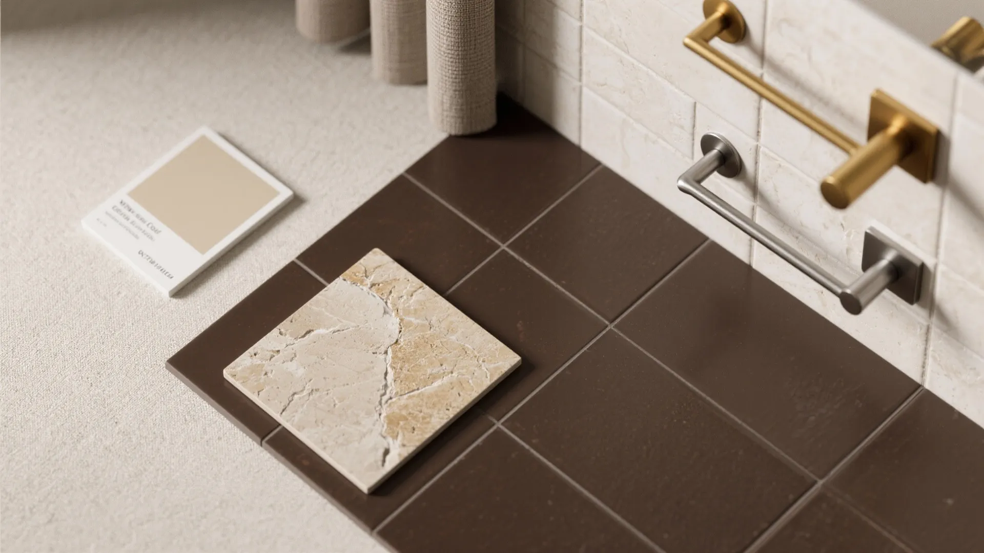 5) Mix Brown Tiles with Stone and Metal Accents