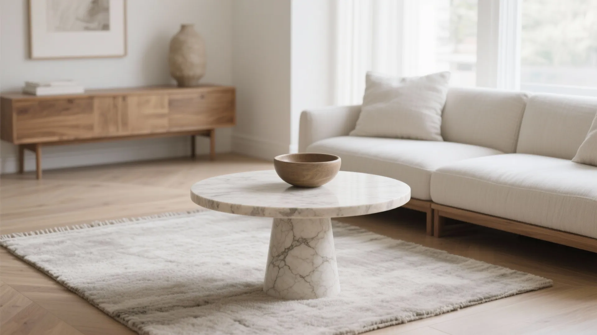 1) Sculptural Stone Centerpiece